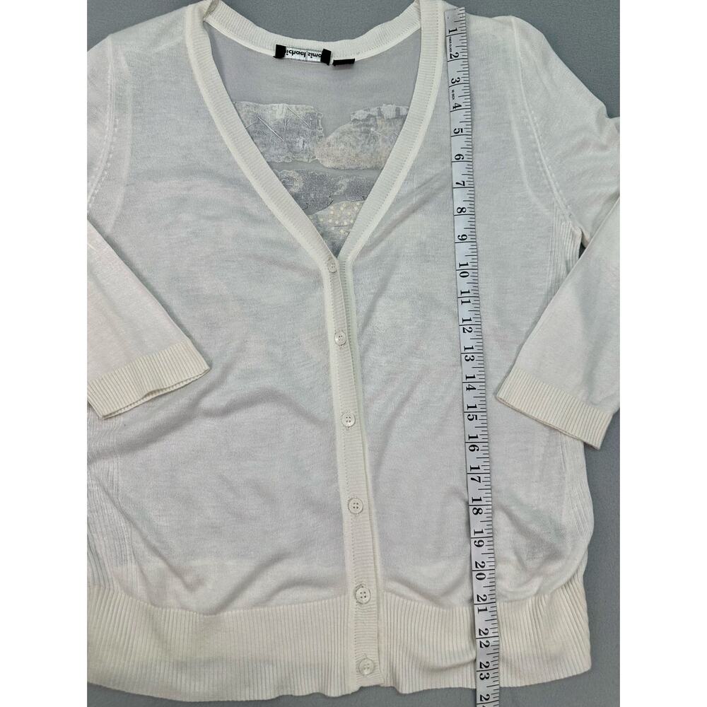 Vintage Michael Simon Sheer White Sequin Novelty Cardigan Fashion Motif Size M - Picture 9 of 11